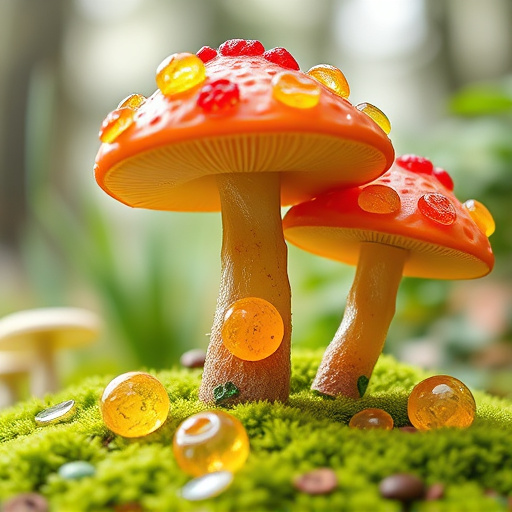 Magic Mushroom Gummies with Nature Background