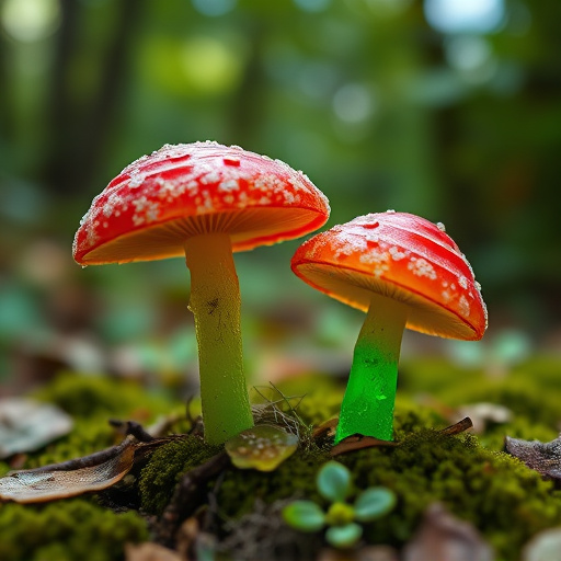Magic Mushroom Gummies with Nature Background