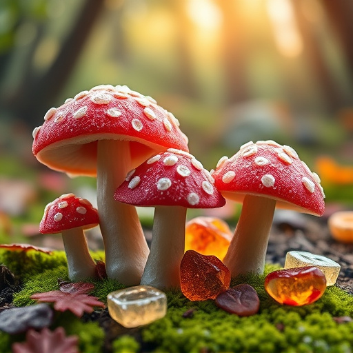 Magic Mushroom Gummies with Nature Background