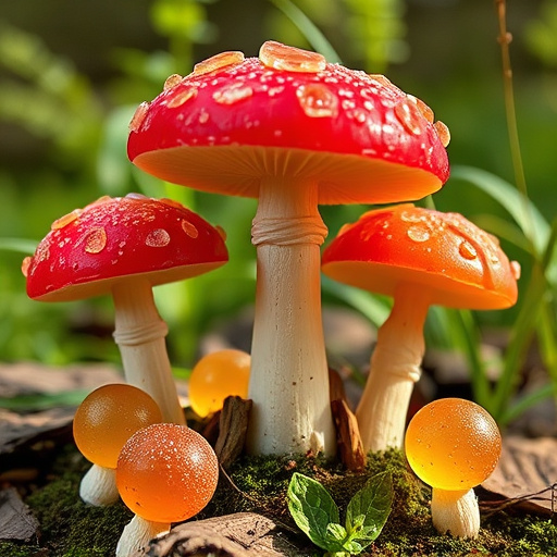 Magic Mushroom Gummies with Nature Background