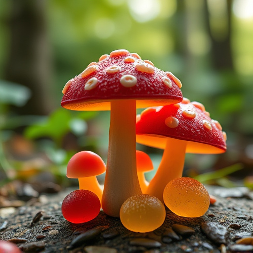 Magic Mushroom Gummies with Nature Background