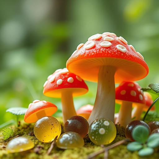 Magic Mushroom Gummies with Nature Background