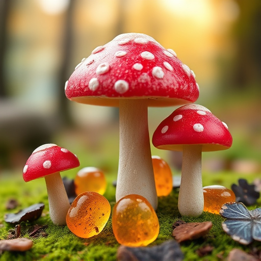 Magic Mushroom Gummies with Nature Background