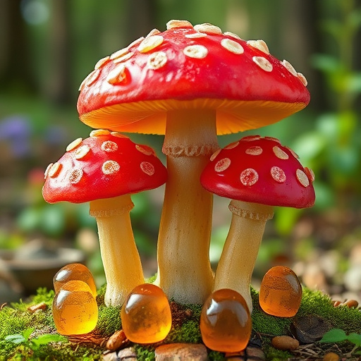 Magic Mushroom Gummies with Nature Background