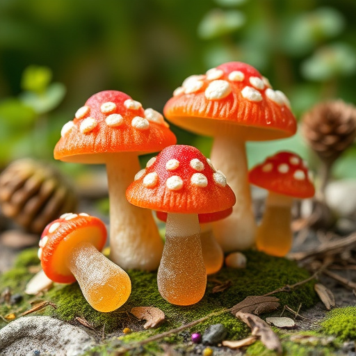 Magic Mushroom Gummies with Nature Background