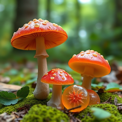 Magic Mushroom Gummies with Nature Background