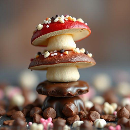 Stacked Magic Mushroom Chocolates Macro