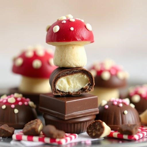 Stacked Magic Mushroom Chocolates Macro