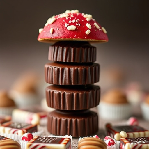 Stacked Magic Mushroom Chocolates Macro