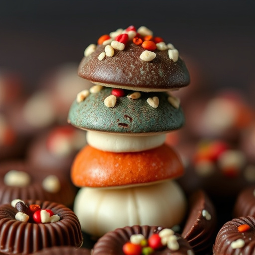 Stacked Magic Mushroom Chocolates Macro